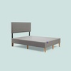 image:imagePurple Bed Frame  Charcoal Twin Size Durable Platform Easy Assembly Upholstered with Tapered Wooden Legs Stylish and StrongStone Grey