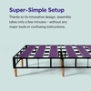 image:imagePurple Bed Frame  Charcoal Twin Size Durable Platform Easy Assembly Upholstered with Tapered Wooden Legs Stylish and StrongStone Grey
