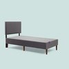 image:imagePurple Bed Frame  Charcoal Twin Size Durable Platform Easy Assembly Upholstered with Tapered Wooden Legs Stylish and StrongCharcoal