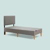 image:imagePurple Bed Frame  Charcoal Twin Size Durable Platform Easy Assembly Upholstered with Tapered Wooden Legs Stylish and StrongStone Grey