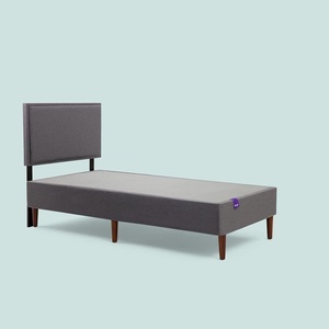 image:imagePurple Bed Frame  Charcoal Twin Size Durable Platform Easy Assembly Upholstered with Tapered Wooden Legs Stylish and StrongCharcoal