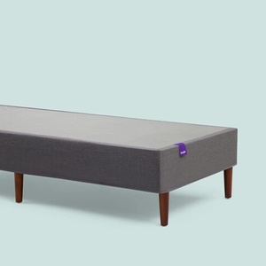 image:imagePurple Headboard  Queen Size  Grey Upholstered Platform Bed Frame with Tapered Wooden Legs  Durable Easy Assembly  Versatile Style for Any Bedroom DcorFoundation  Charcoal