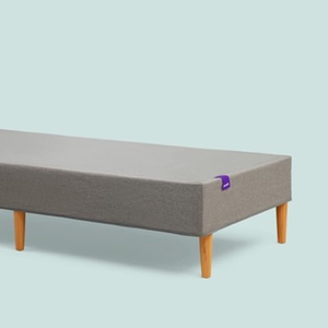 image:imagePurple Headboard  Queen Size  Grey Upholstered Platform Bed Frame with Tapered Wooden Legs  Durable Easy Assembly  Versatile Style for Any Bedroom DcorFoundation  Stone